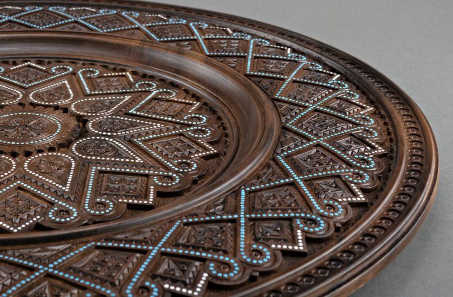 Inlaid wooden plate photo 3