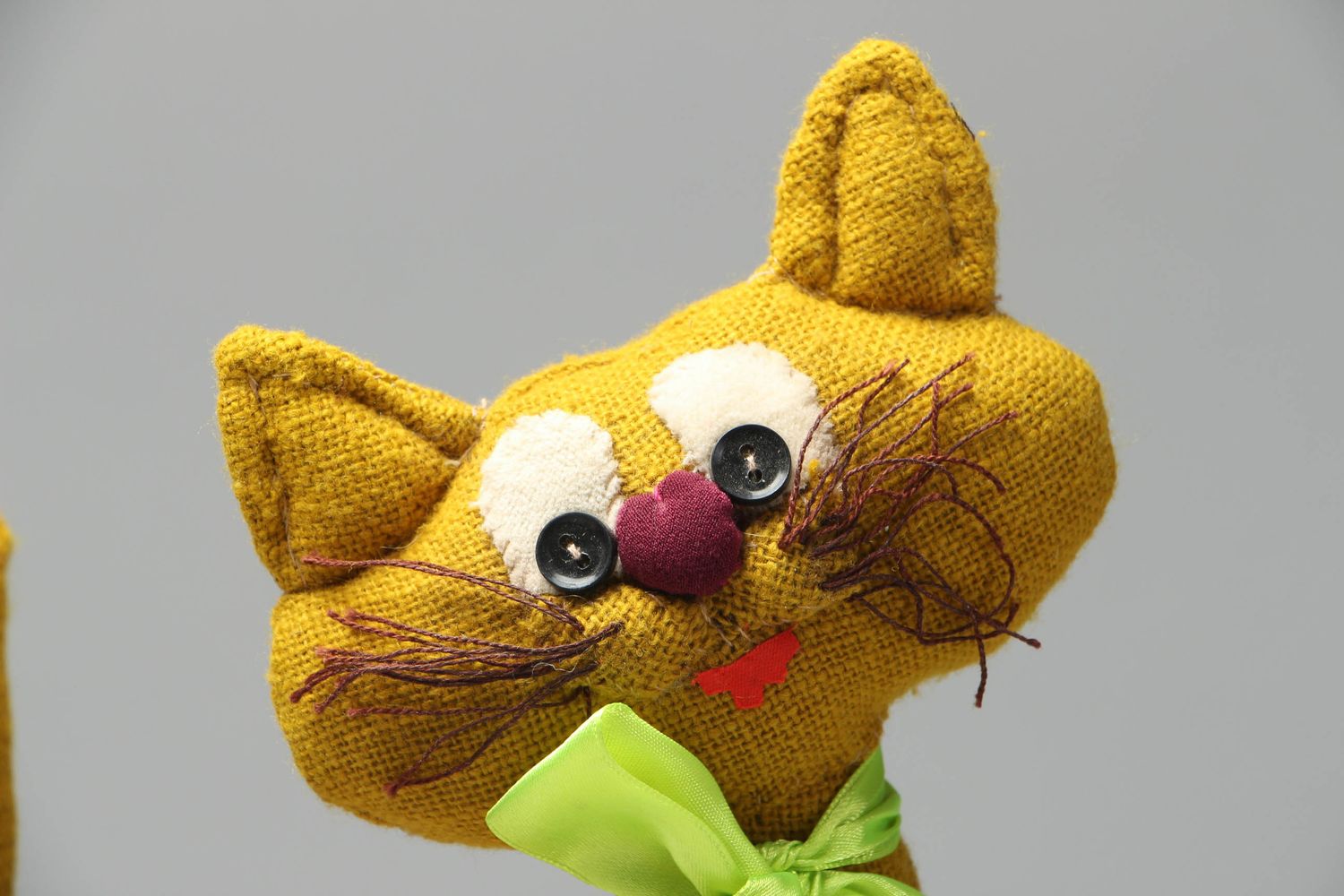 Handmade soft toy sewn of burlap Cat photo 1