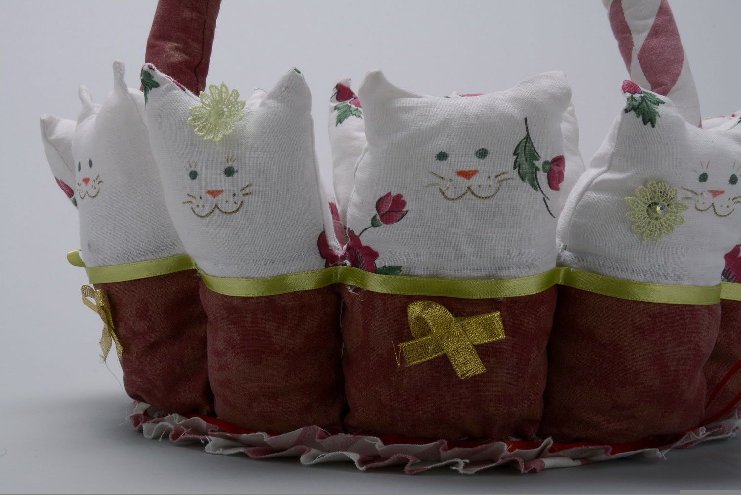 Cestino con gatti fatto a mano cestino decorativo in stoffa idee regalo
 foto 3