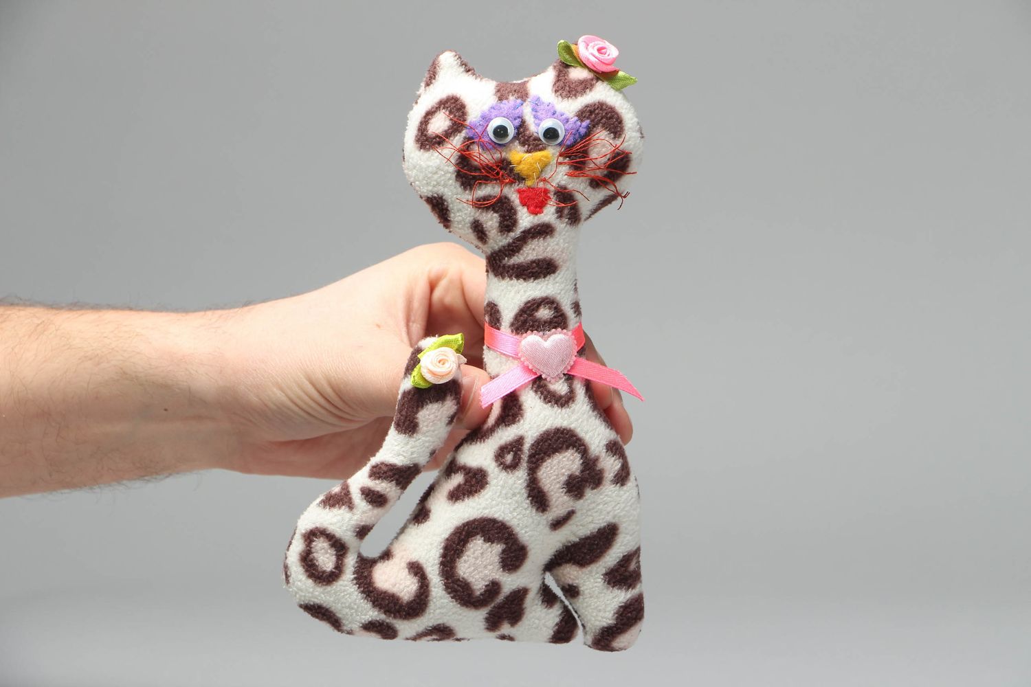 Gatto carino fatto a mano pupazzo di peluche giocattolo simpatico da bambini foto 4