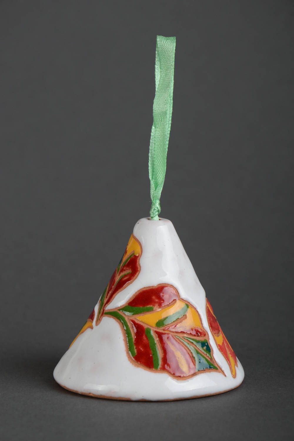 Clochette céramique peinte d'émail et glaçure faite main à suspendre décorative photo 2