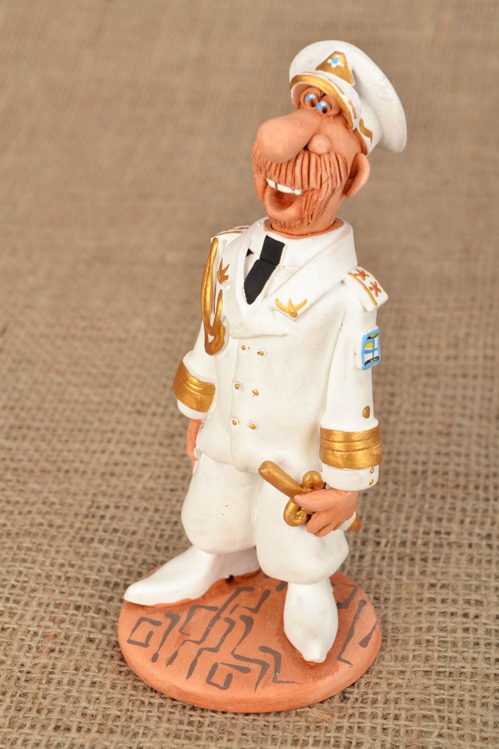 Statuetta ammiraglio in argilla fatta a mano figurina decorativa in ceramica foto 1