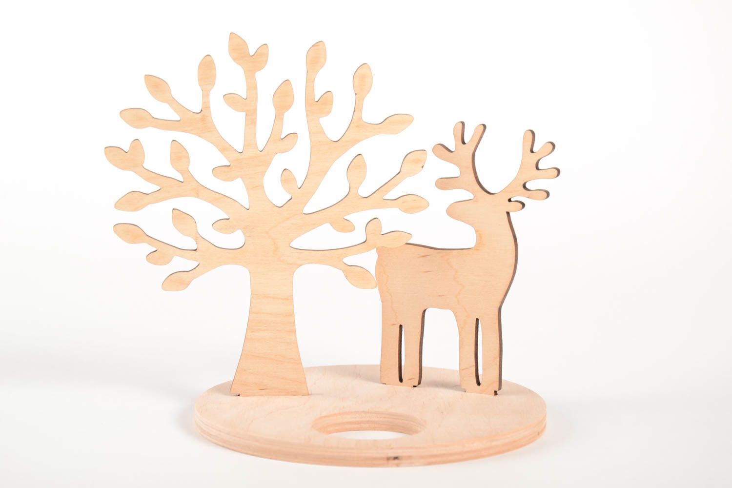 Schöner Holz Kerzenhalter handmade Holz Rohling Figur zum Bemalen mit Hirsch foto 2