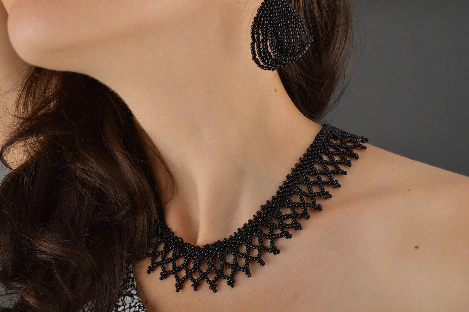 Frauen Accessoire handgemacht Halskette für Frauen modisch Collier aus Rocailles foto 5