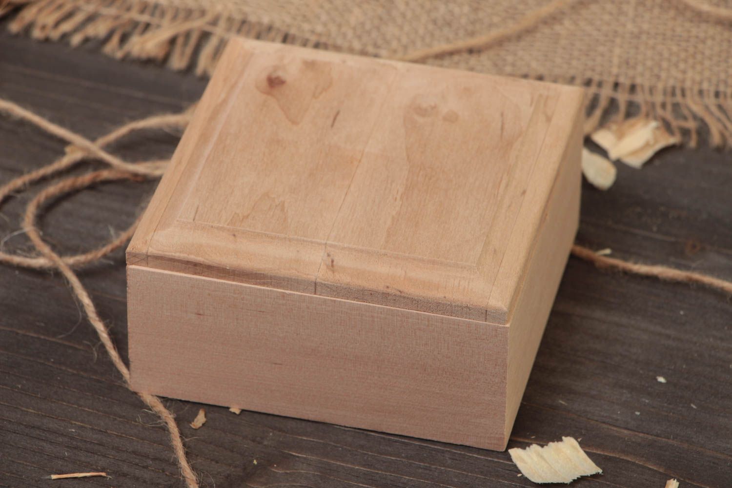 Handmade Holz Schatulle Rohling für Bemalen quadratisch originell für Dekor foto 5