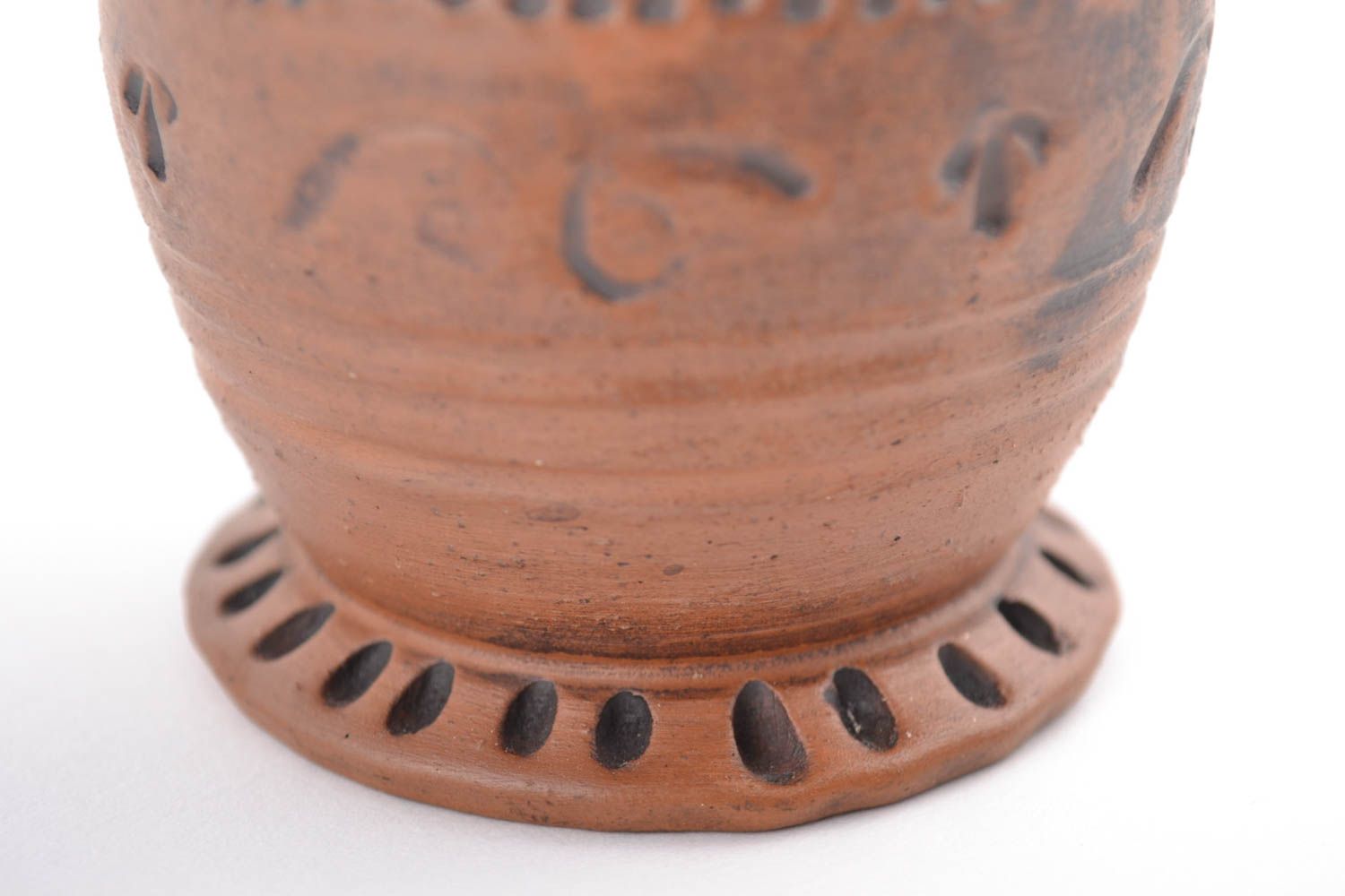 Handmade decorative ornamented small ceramic shot glass kilned with milk 100 ml photo 5