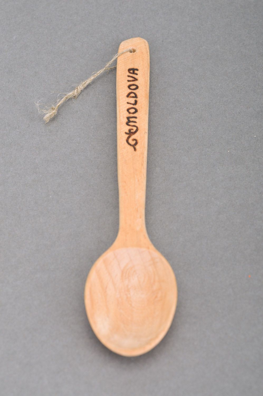 Handmade wooden spoon with pyrography for kitchen or dining room decor photo 2