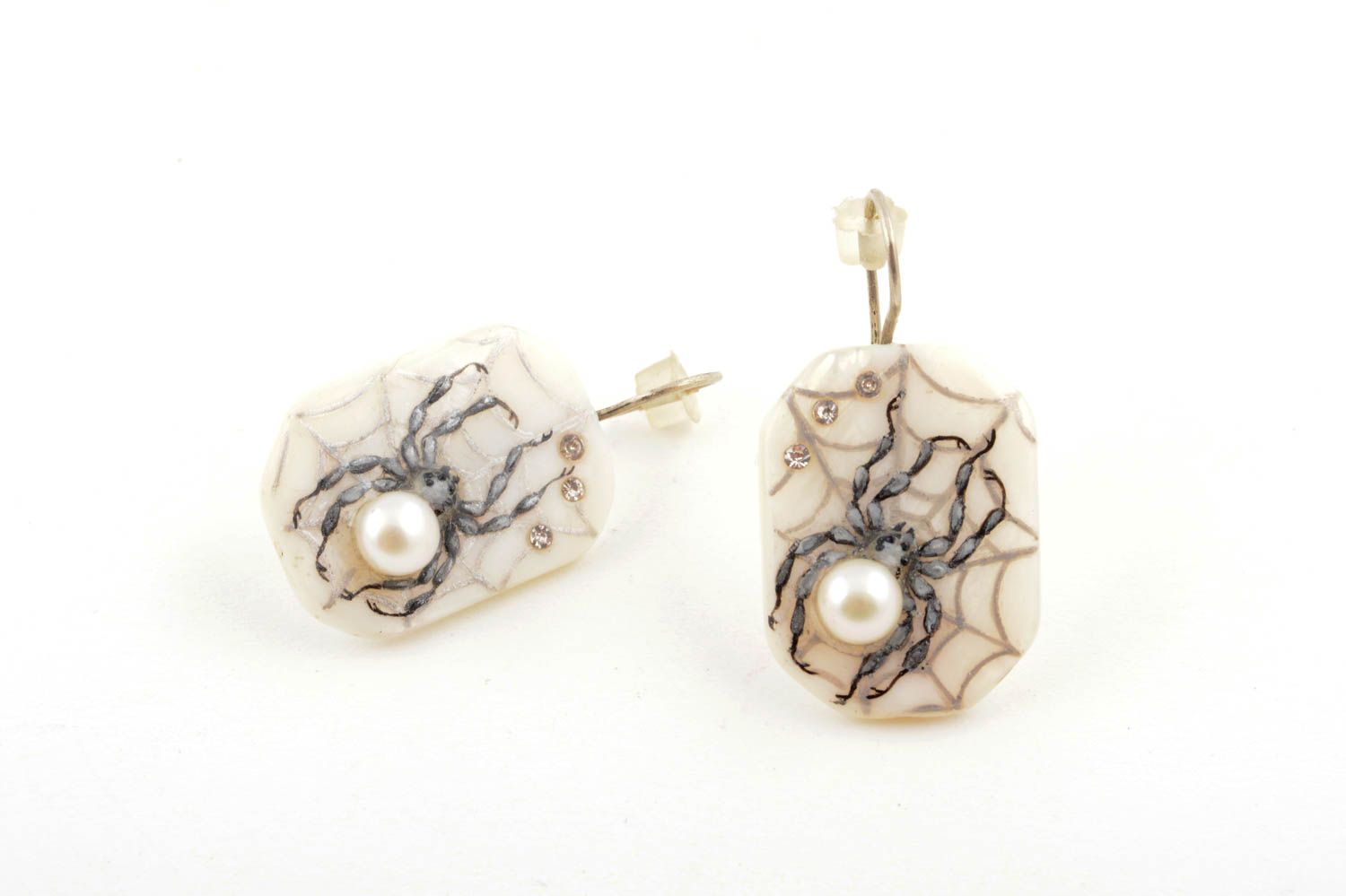 Handmade earrings dangling pearl earrings designer bijouterie accessory for her photo 2