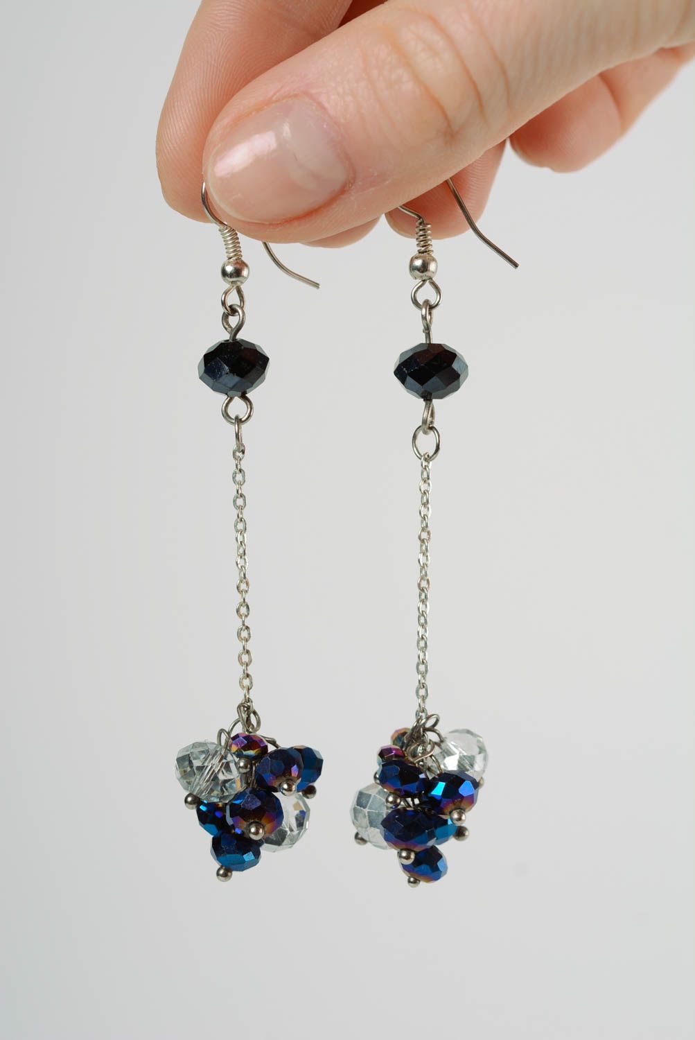 Boucles d'oreilles en cristal sur chaînette faites main accessoires pour femme photo 2