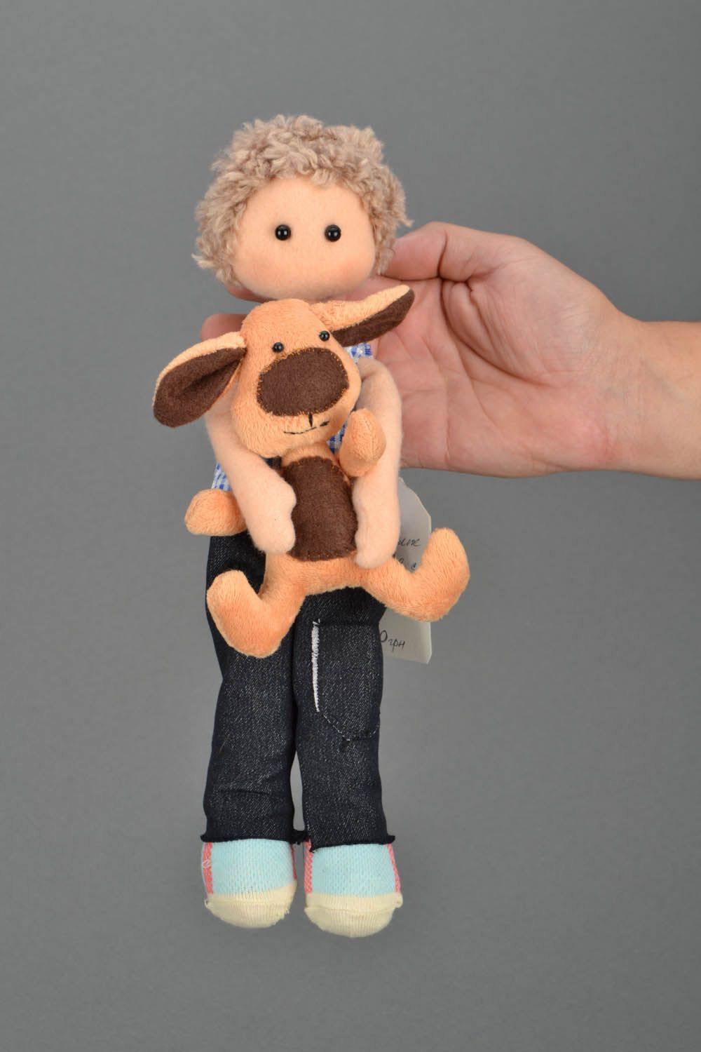 Soft handmade doll Sergei with a Puppy photo 2