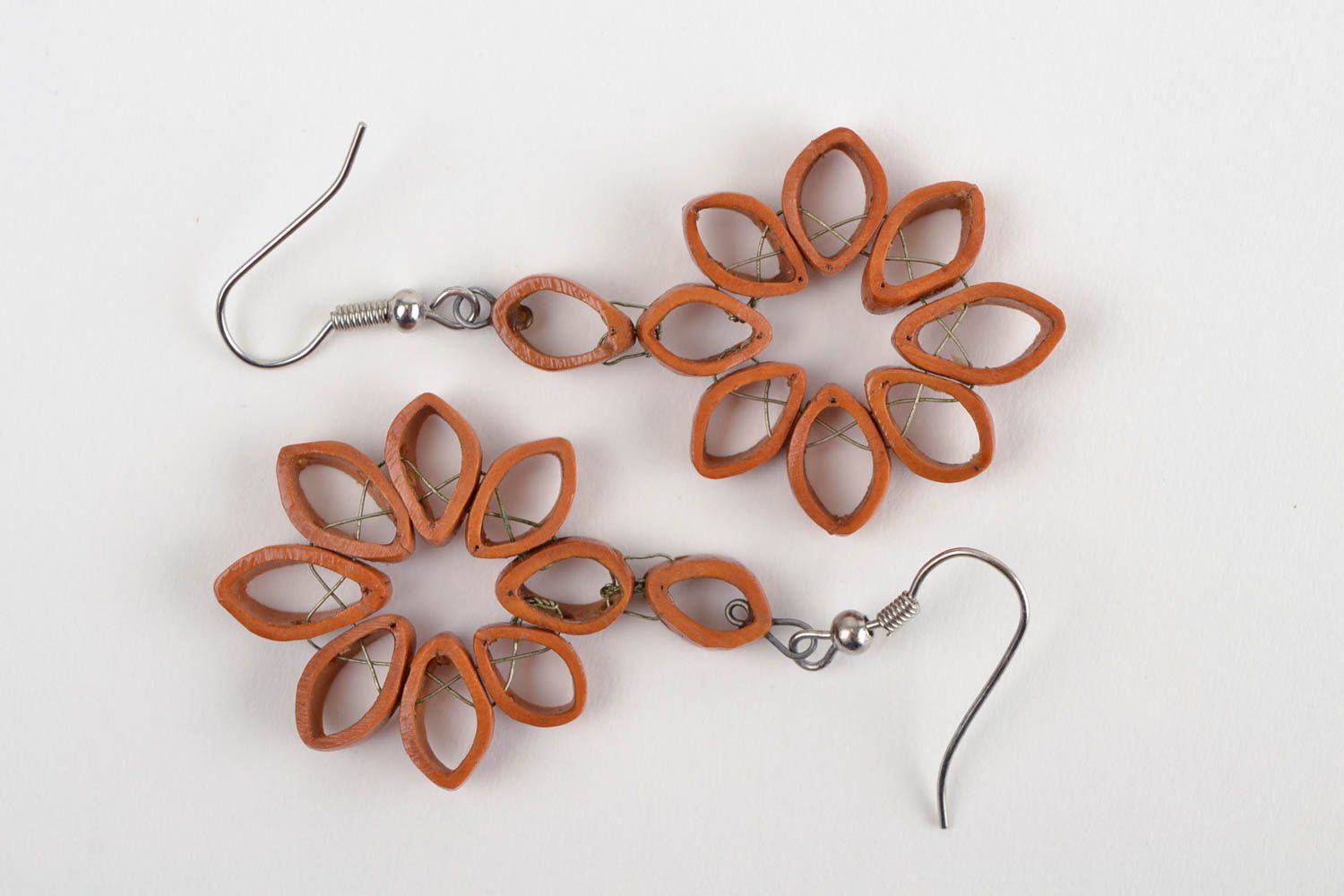Handmade earrings wood jewelry wooden earrings designer accessories wood gifts photo 2