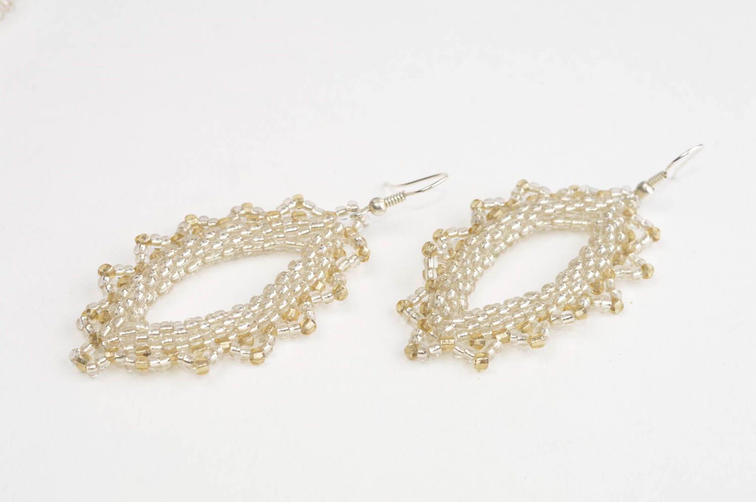 Beaded earrings handmade woven earrings with charms elegant fashion bijouterie photo 3