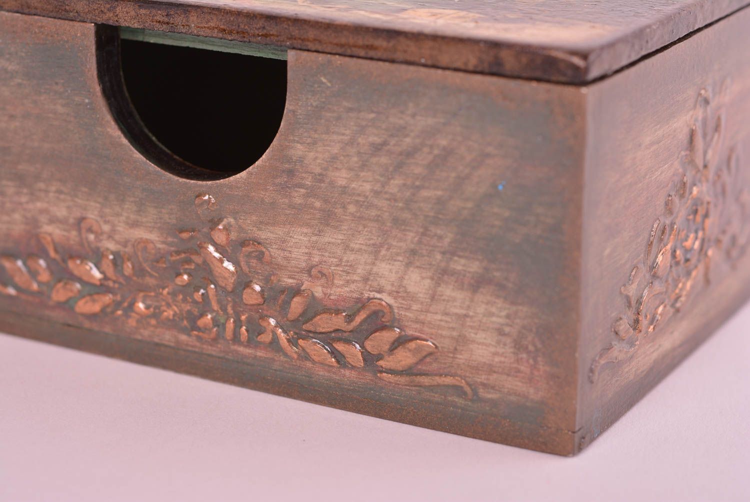 Boîte à bijoux fait main Boîte en bois serviettage design Déco maison originale photo 5