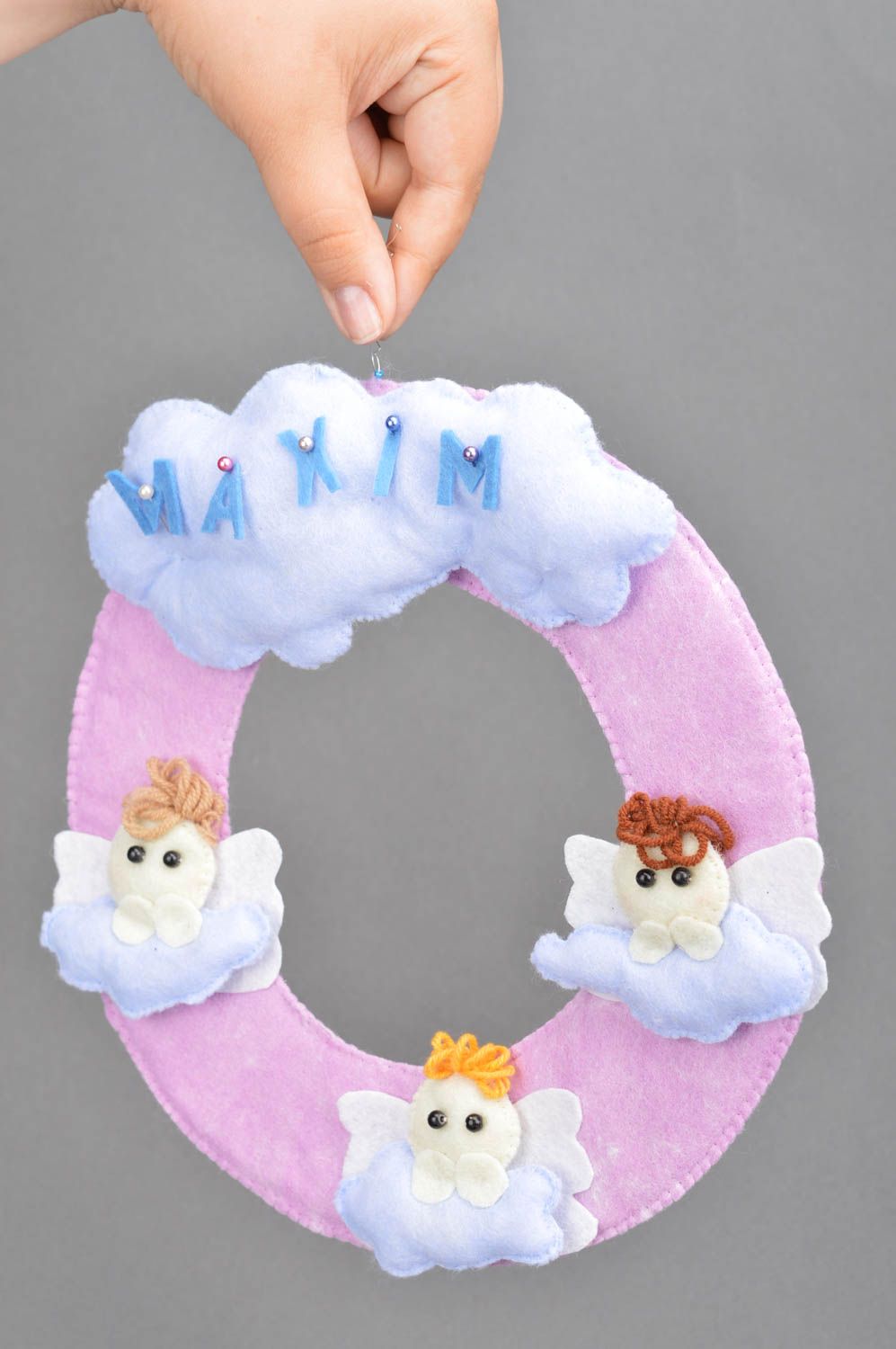 Unusual designer cute handmade interior wall toy made of felt for kids photo 3