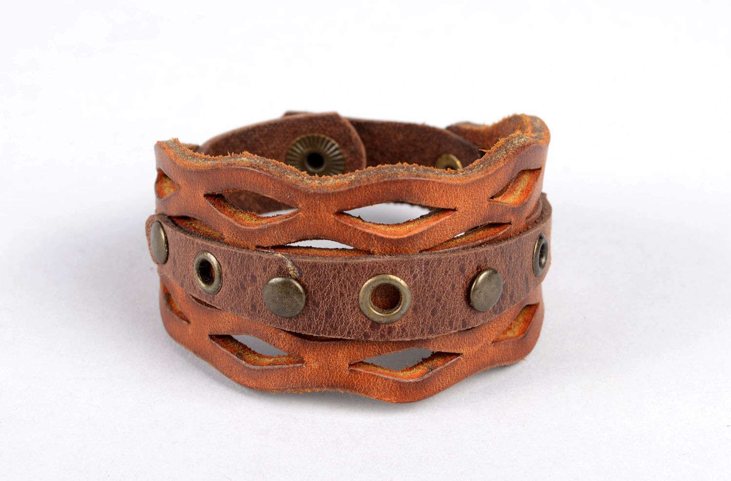 Handmade leather bracelet stylish unisex bracelet cute wrist accessory photo 1