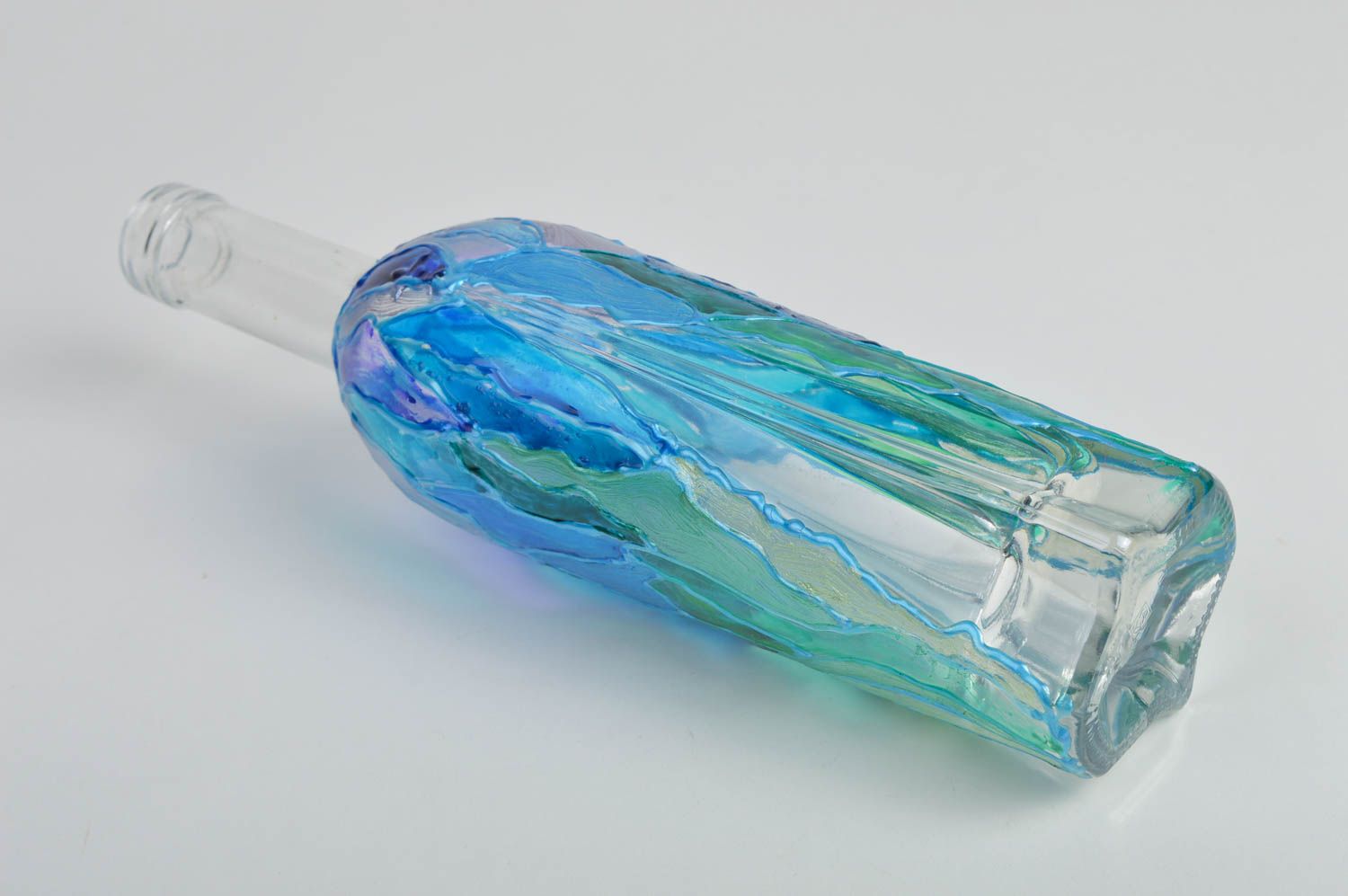 Botella de vidrio hermoso hecho a mano florero decorativo regalo original  foto 4