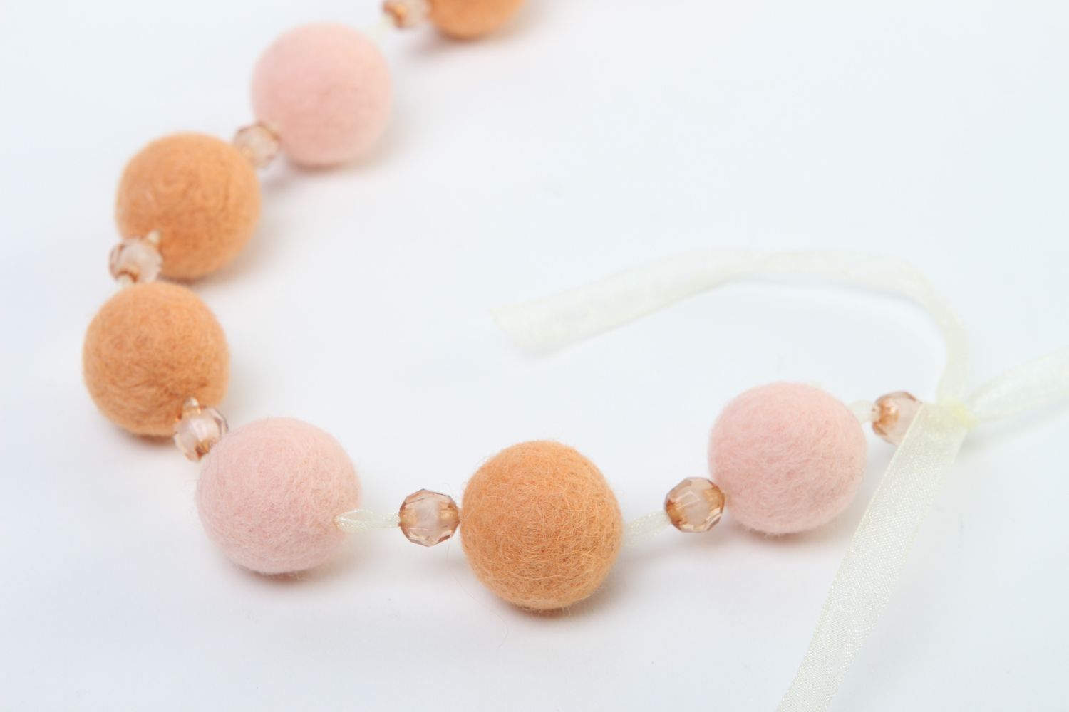 Stylish handmade bead necklace felted wool ball necklace gifts for her photo 1