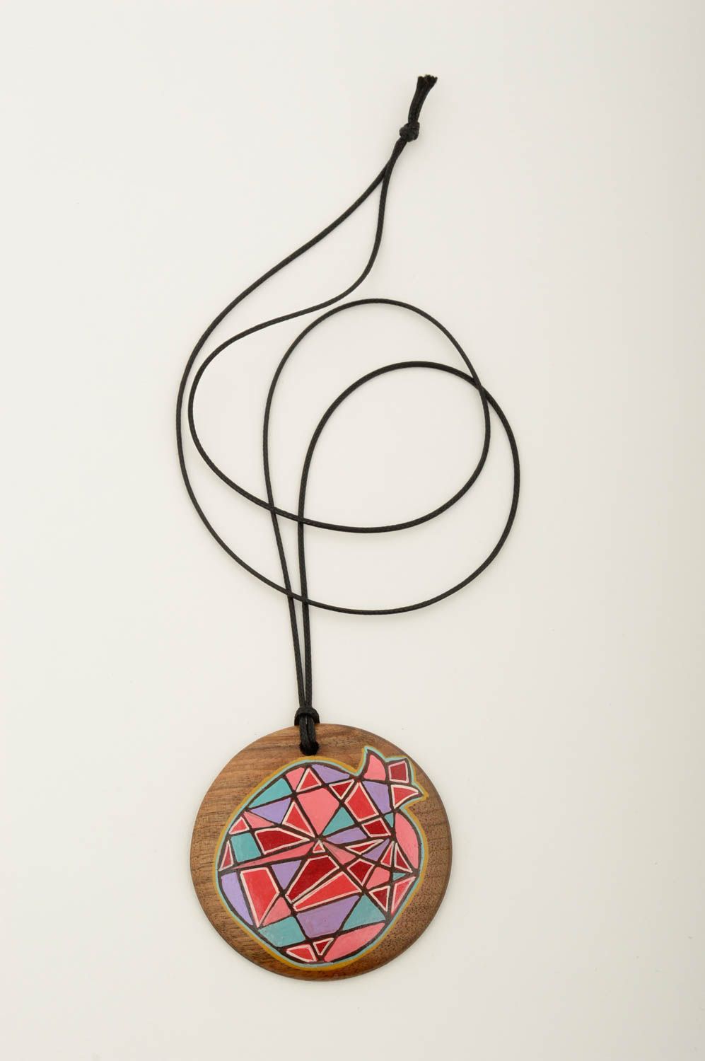 Handmade wooden pendant wooden jewelry painted pendant handmade accessories photo 3