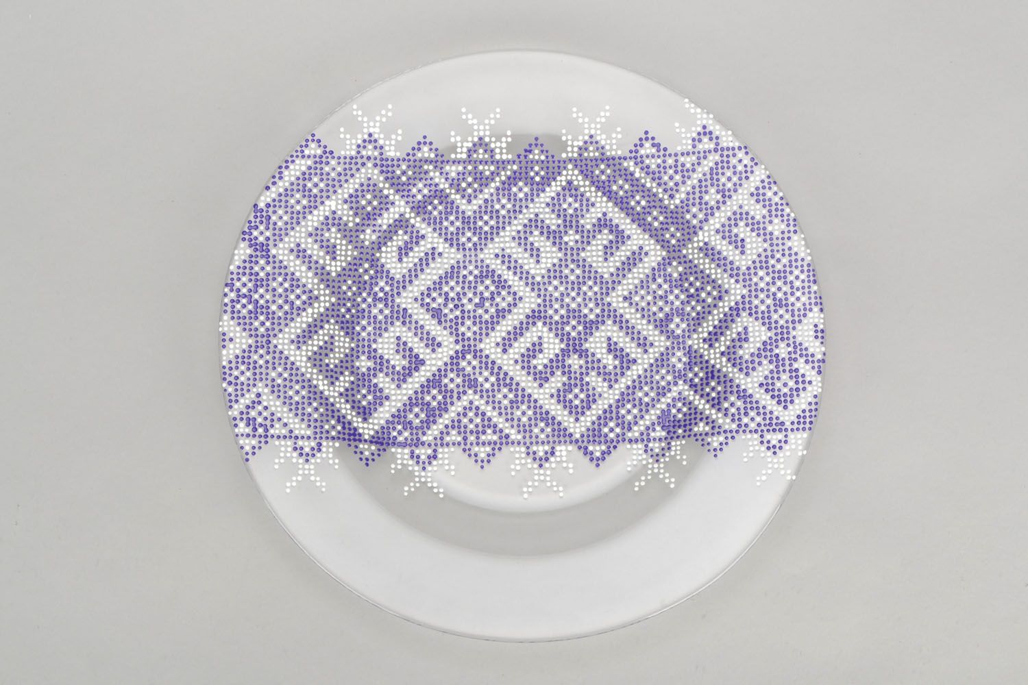 Стеклянная тарелка с орнаментом Фиолетовая фото 4
