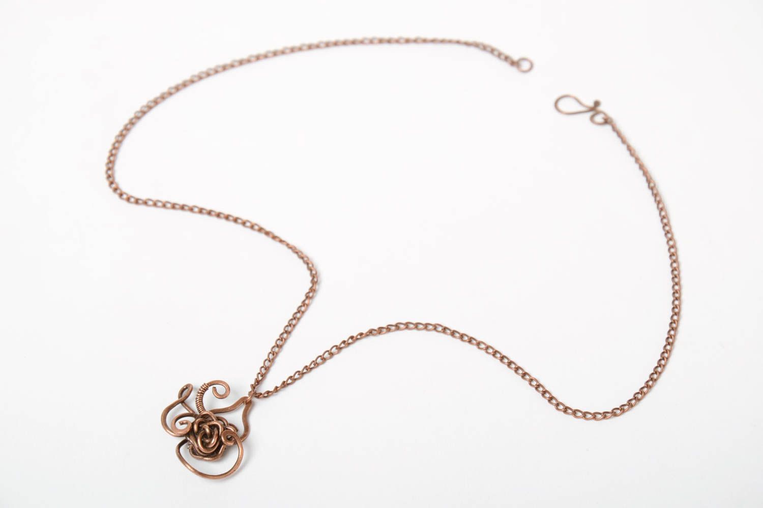 Beautiful stylish handmade wire wrap copper pendant unusual designer jewelry photo 3
