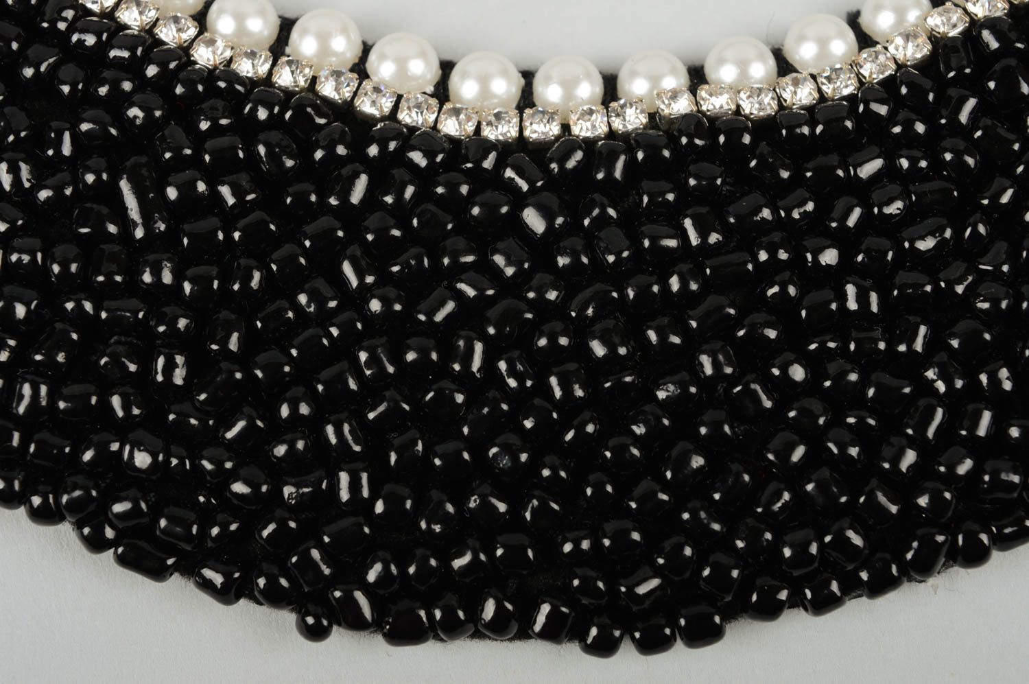 Collier en perles de rocaille Bijou fait main noir large Cadeau pour femme photo 4