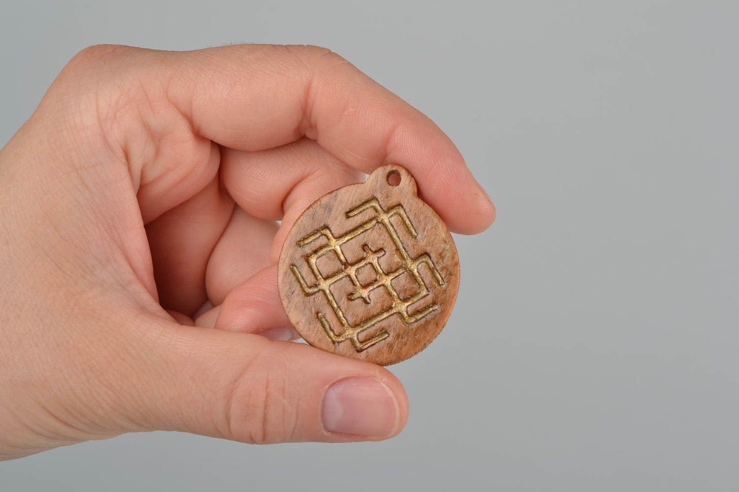 Slavic talisman pendant handmade wooden designer pectoral amulet Belobog photo 2