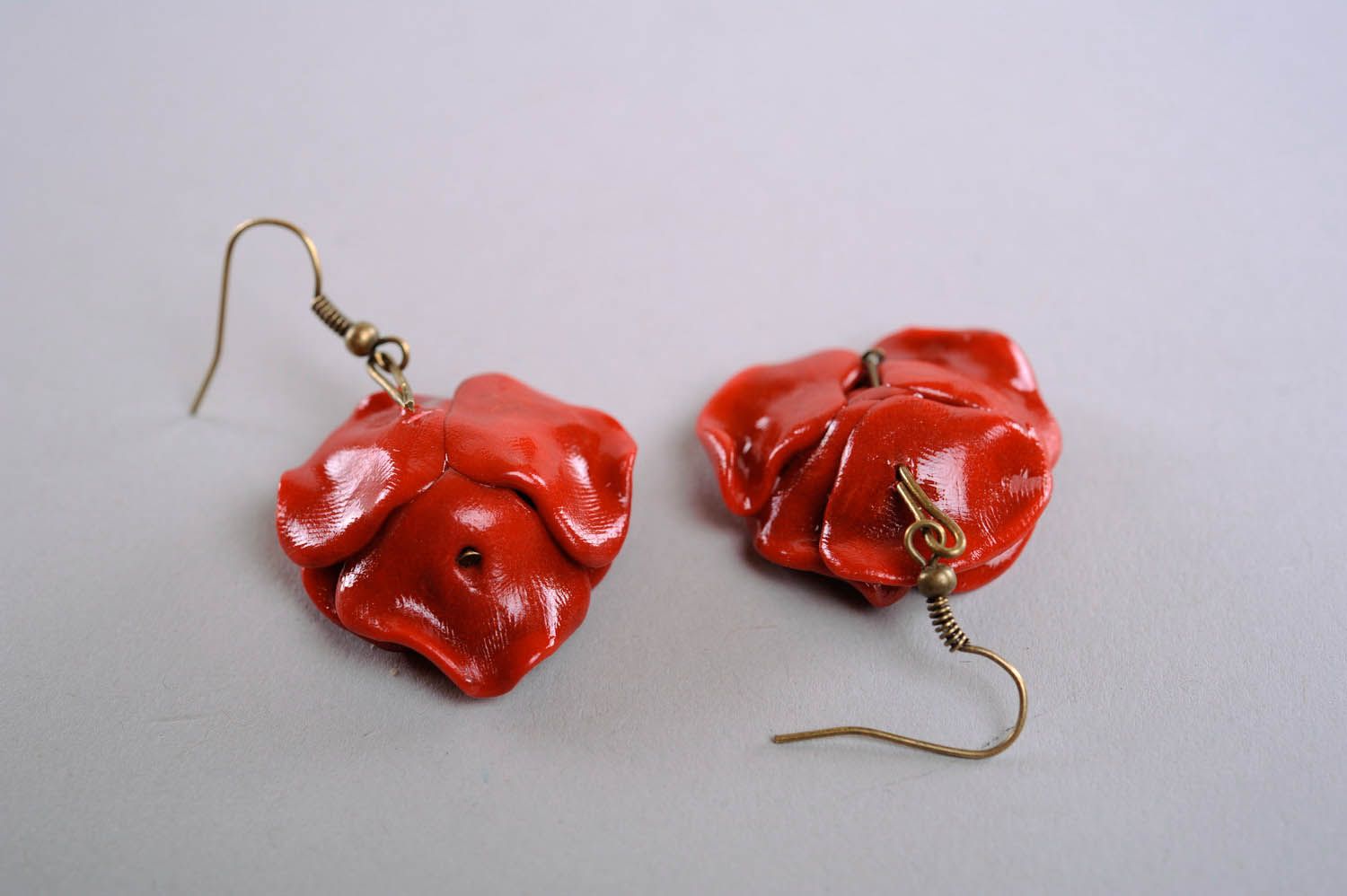Earrings made ​​of polymer clay Poppies photo 3