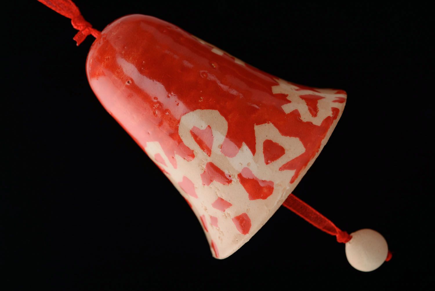 Painted ceramic bell Red photo 3