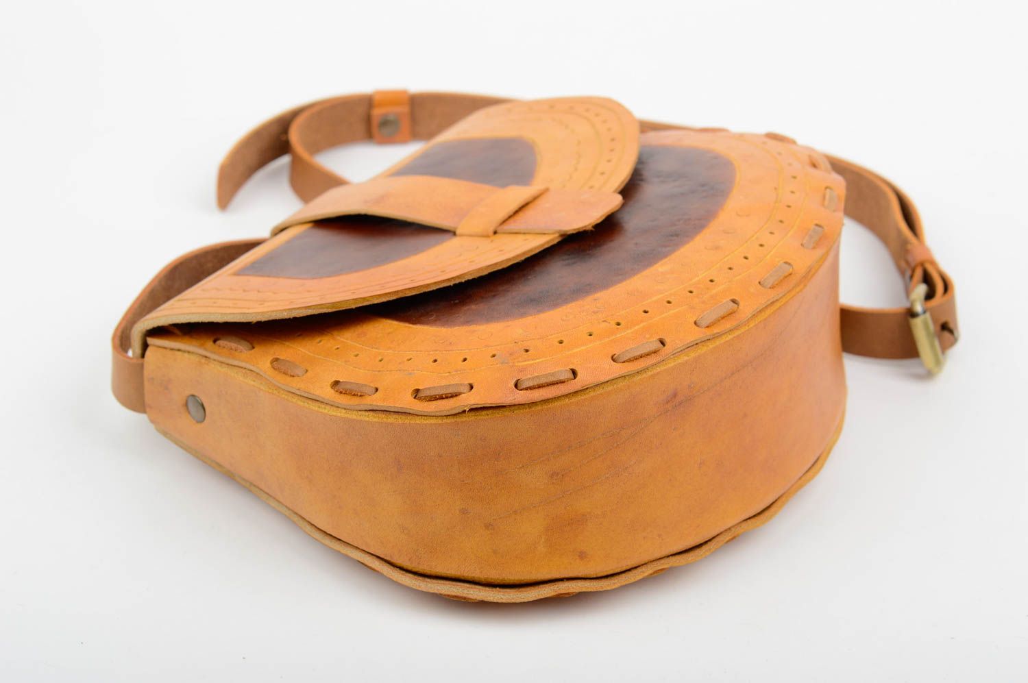Bolso de cuero natural marrón regalo original artesanal accesorio de moda foto 5