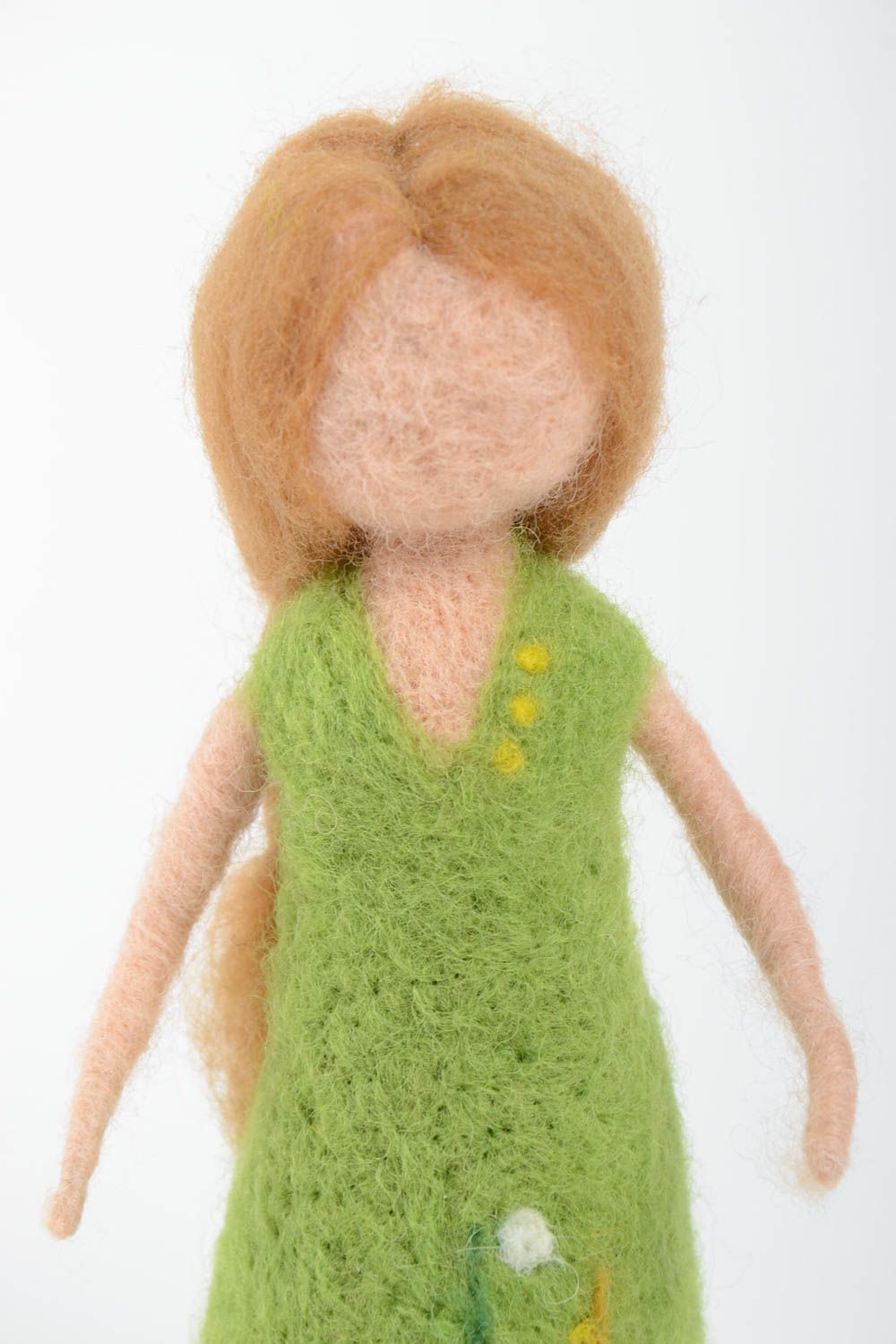 Poupée en laine Poupée décorative faite main verte originale Cadeau pour enfant photo 4