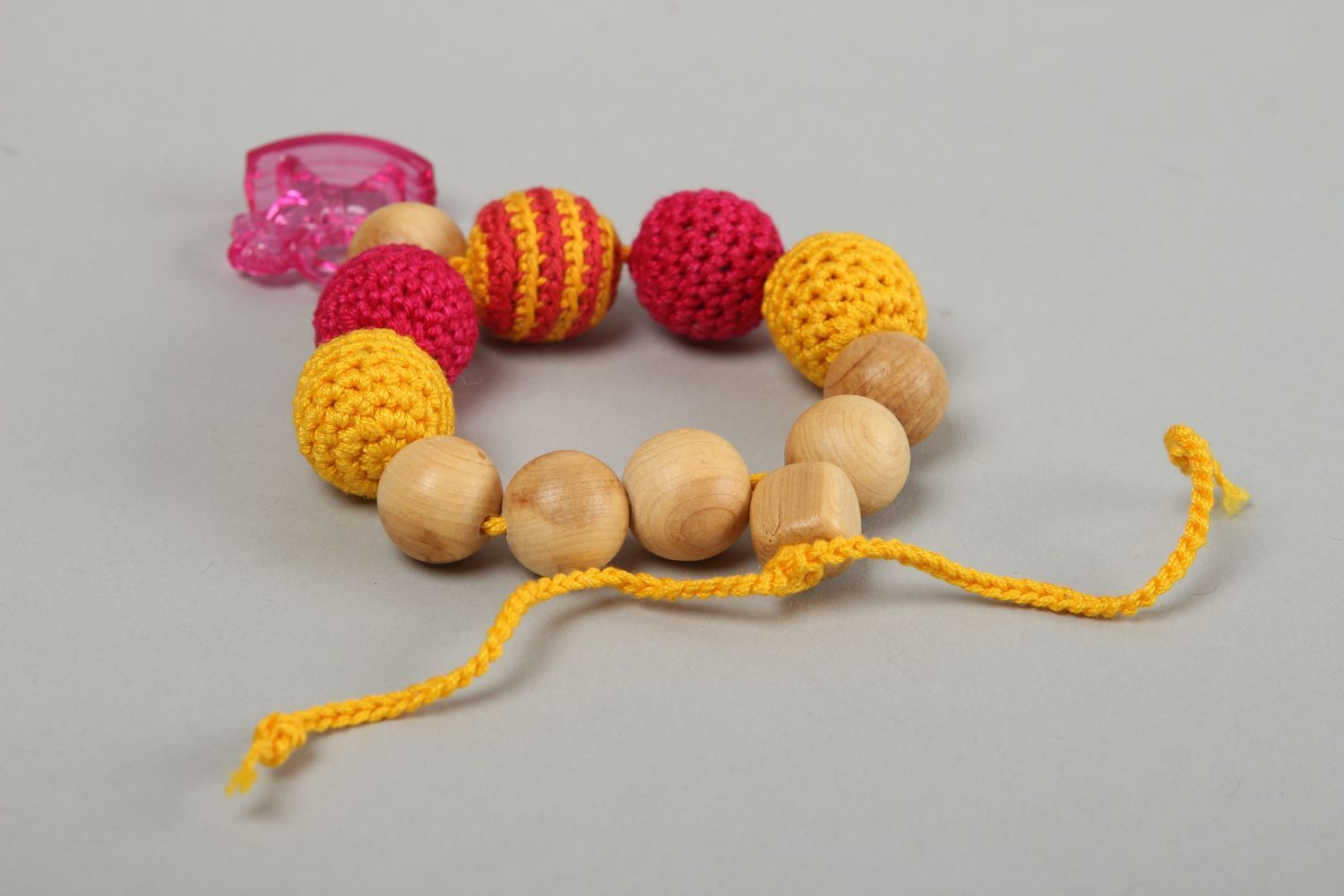 Handmade wooden teething toy crochet baby toy childrens toys small gifts photo 2