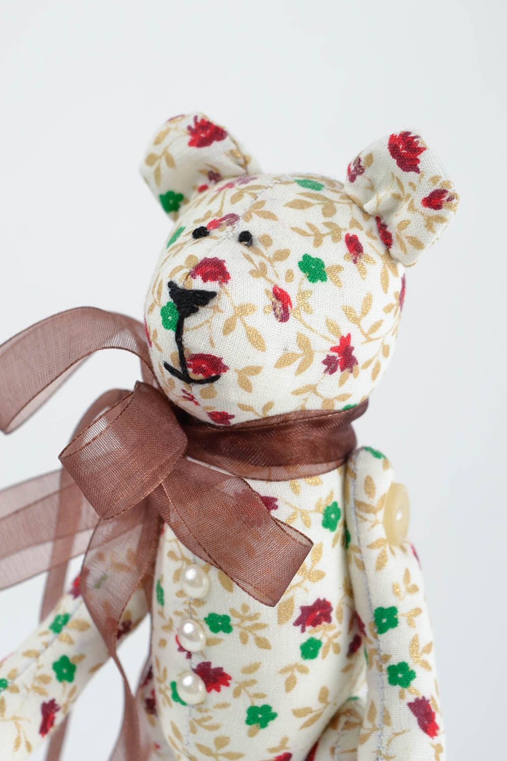 Handgemachtes Kuscheltier Bär aus Leinen Geschenke für Kinder Haus Deko foto 3