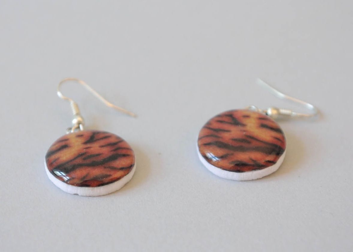 Polymer clay earrings Tiger photo 4