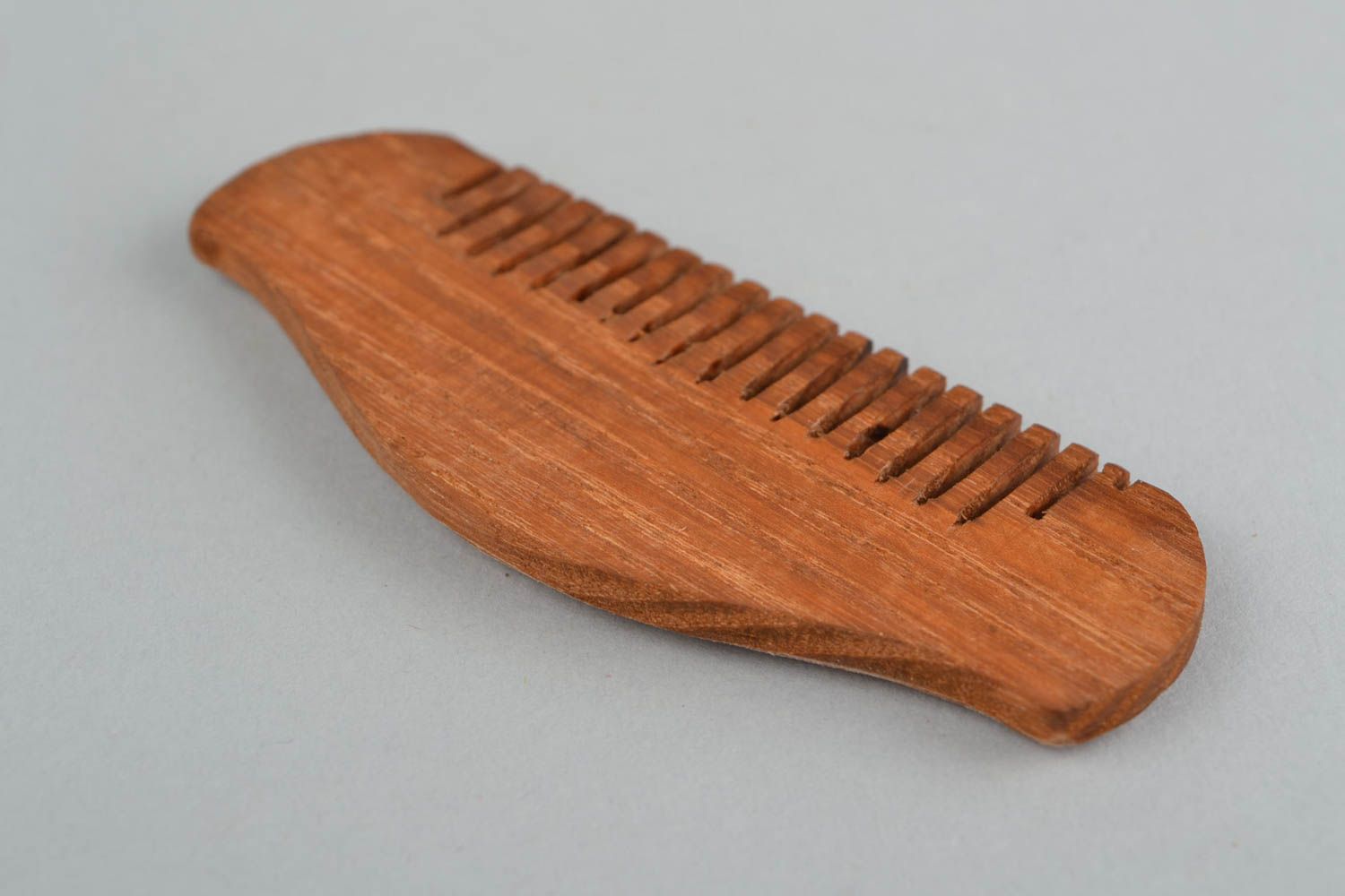 Handmade designer carved oak wood natural mustache and beard hair comb photo 5