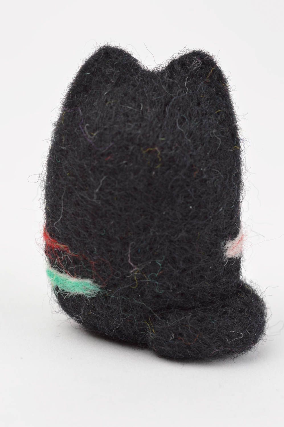 Peluche décorative fait main Jouet en laine Cadeau enfant original Chat noir photo 4