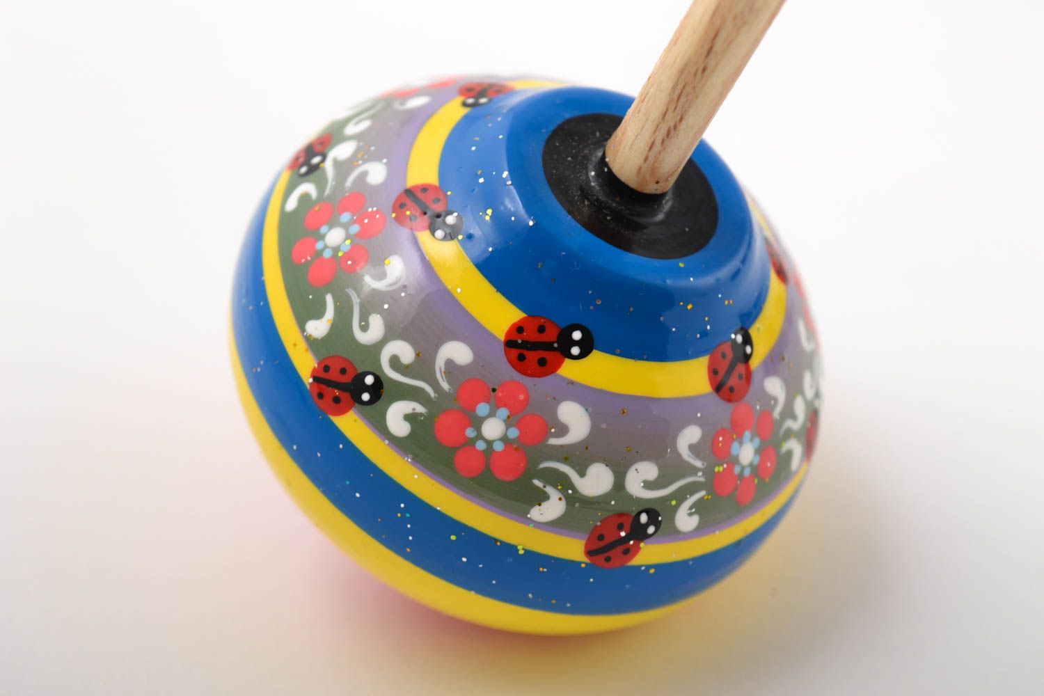 Trompos de madera artesanales juguetes para niños con ornamentos regalo original foto 5