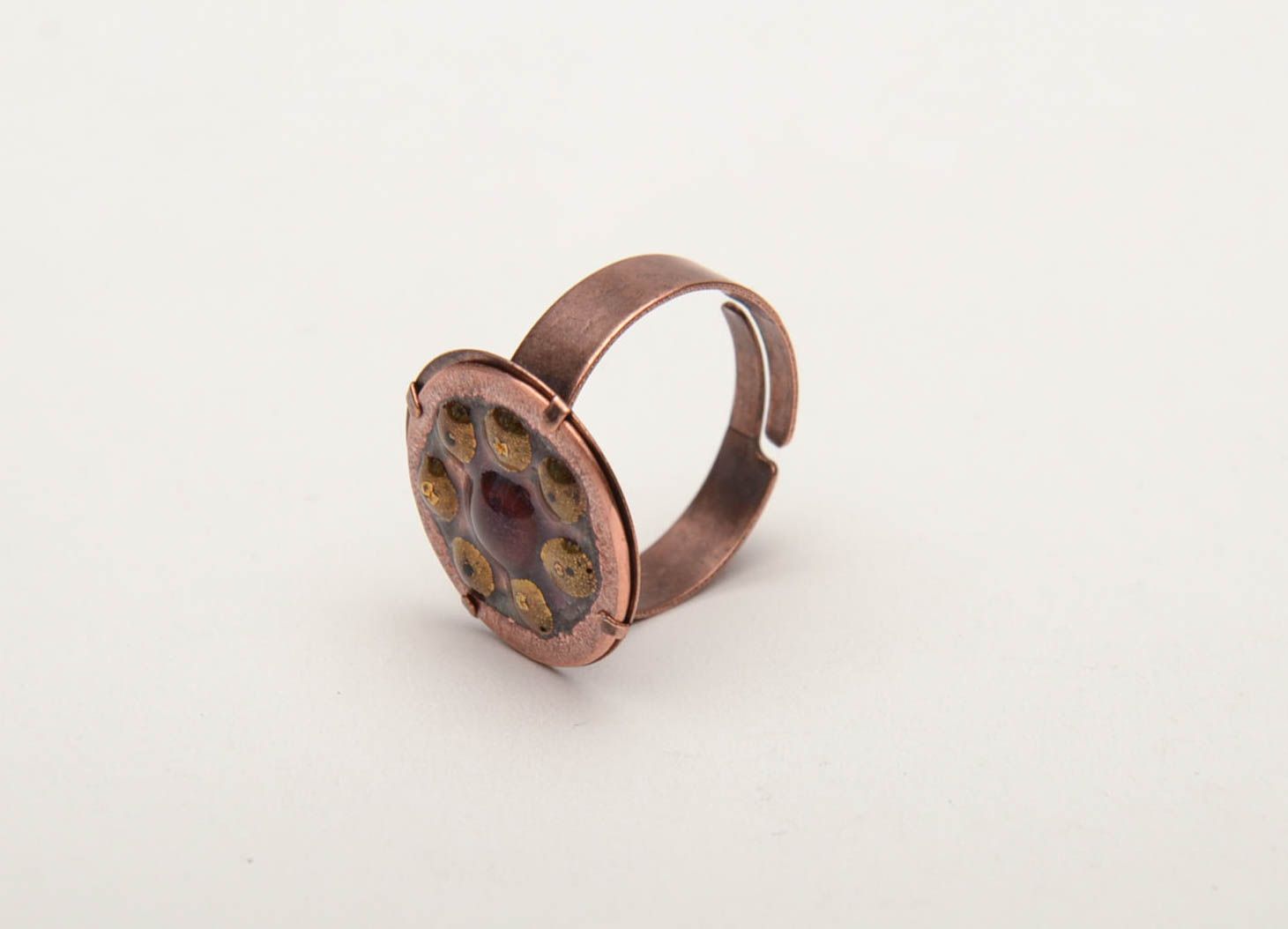 Handmade copper ring with enamel photo 3