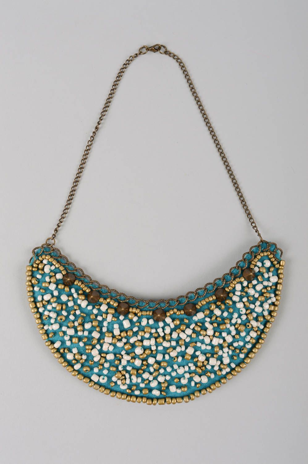 Beautiful textile necklace beaded stylish necklace handmade jewelry gift photo 2