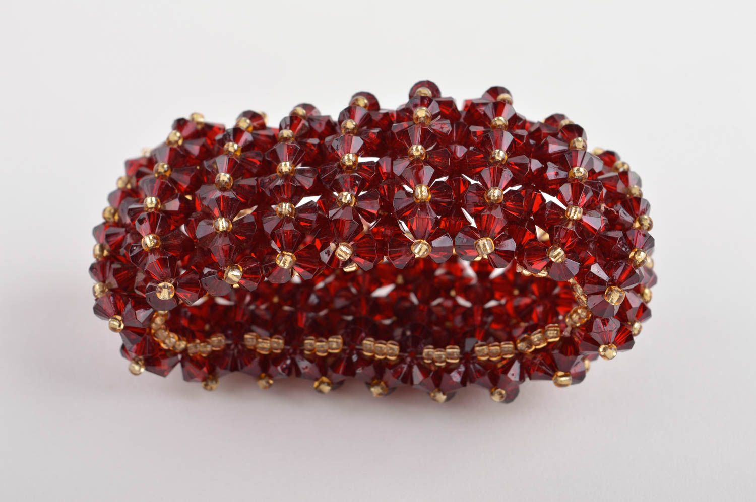 Bracelet rouge Bijou fait main cristaux perles de rocaille Cadeau femme photo 5