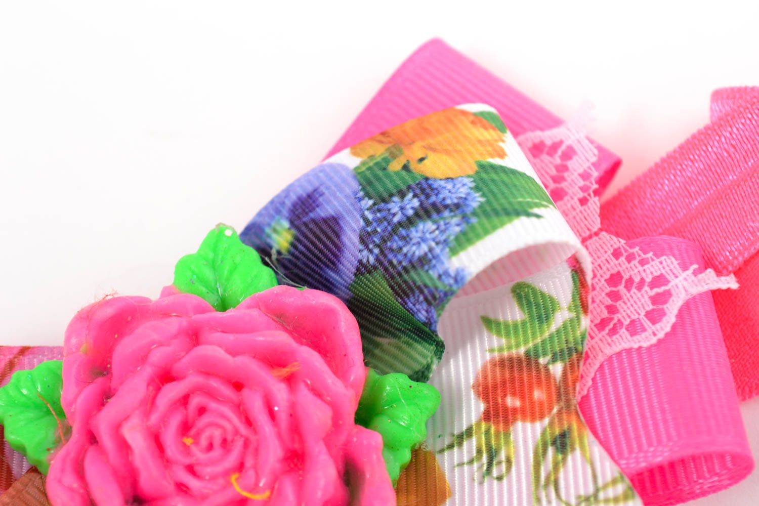 Handgemachter Schmuck Haarband mit Blume Haarschmuck bunt Frauen Accessoire rosa foto 5