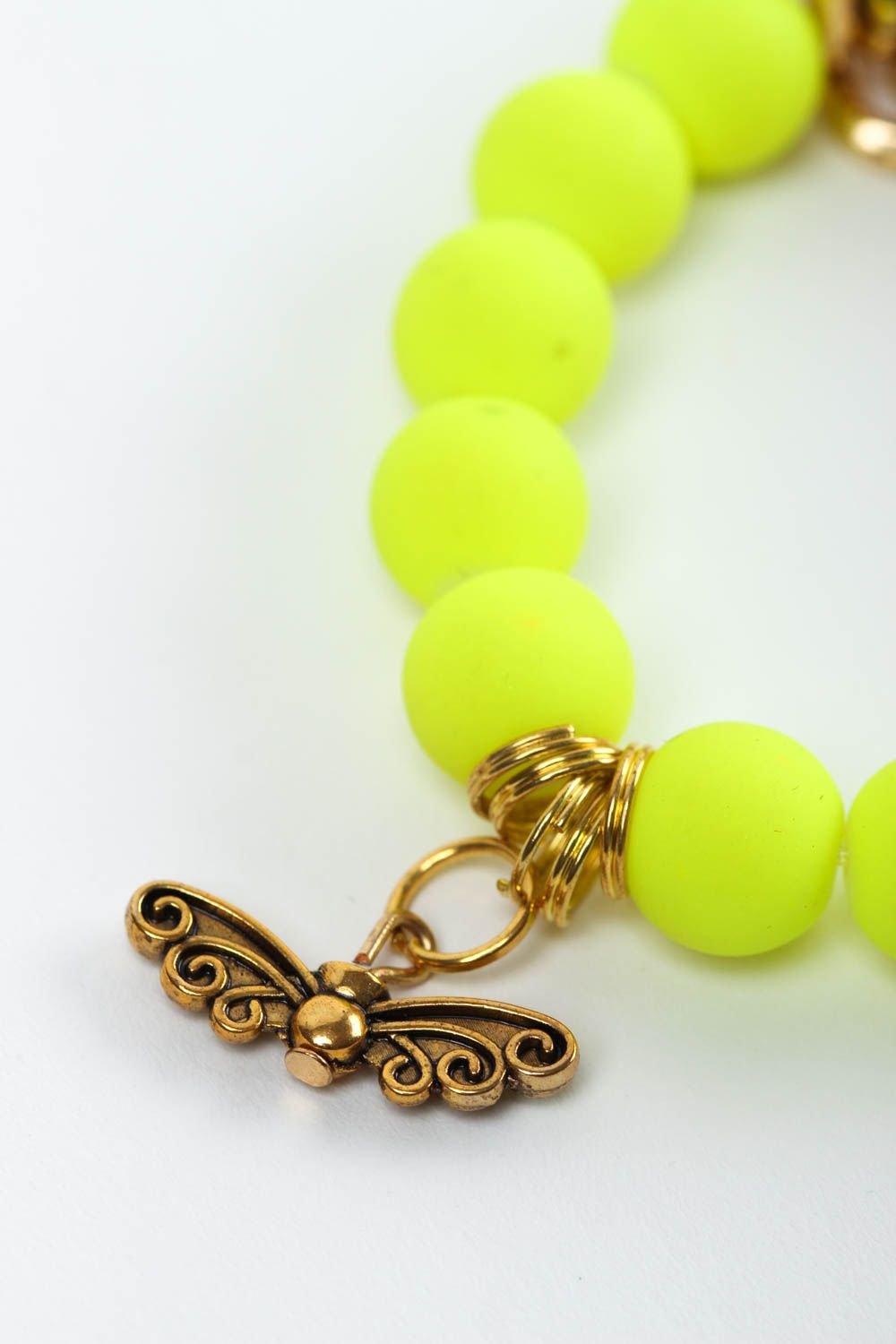 Bracelet jaune Bijou fait main perles céramiques papillon Cadeau pour femme photo 4