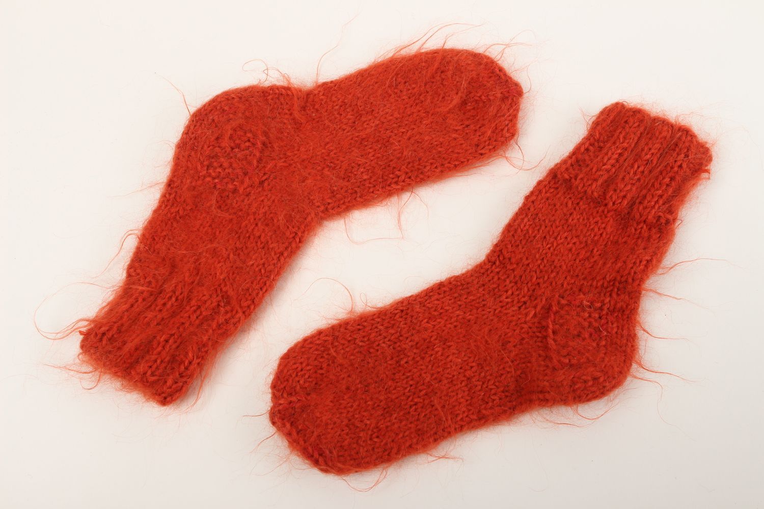 Красные носки ручной работы из шерсти женские носки шерстяные носки 37-38 размер фото 2