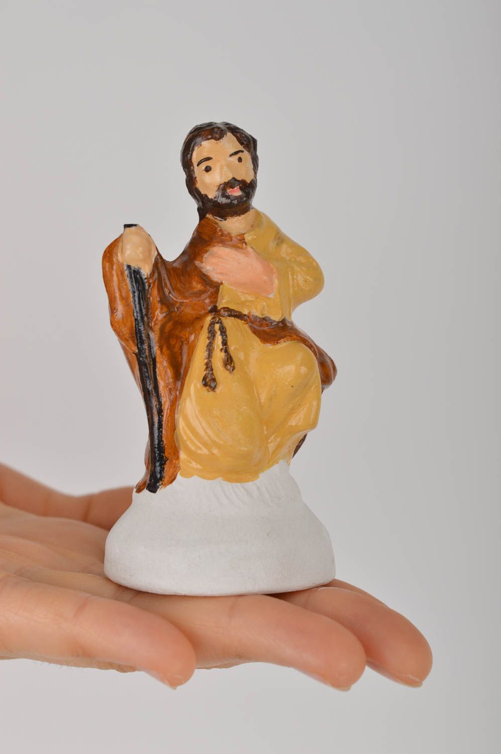 Figura de yeso hecha a mano figurita de belén decoración navideña José foto 5