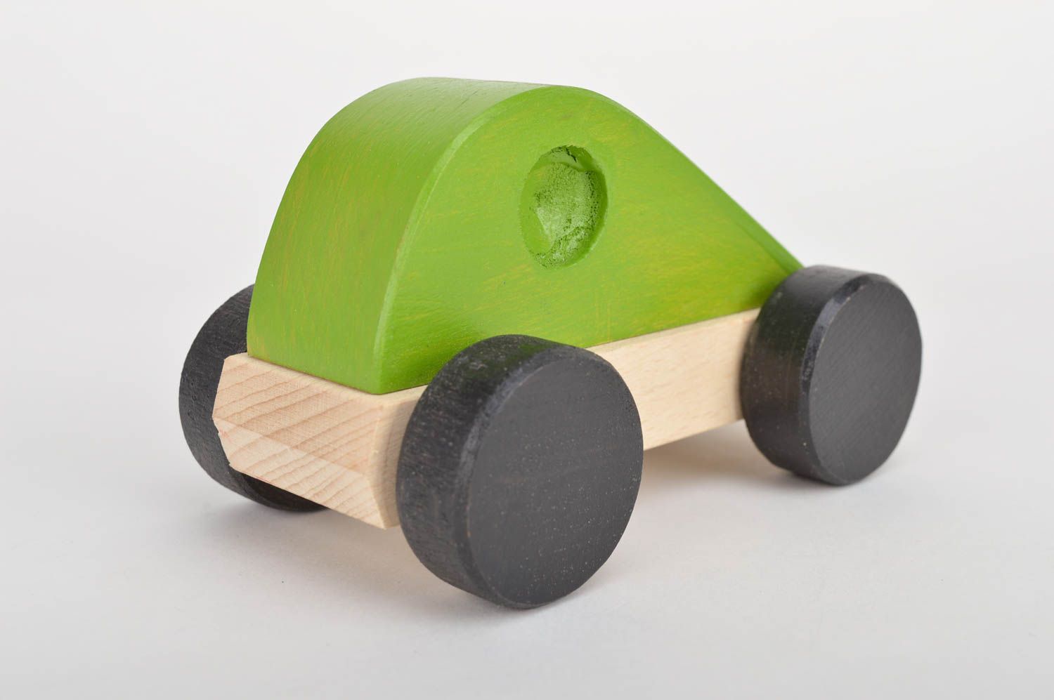 Handmade Spielzeug Holz Geschenk für Kinder Spielzeug aus Holz in Grün ab 3 Auto foto 3