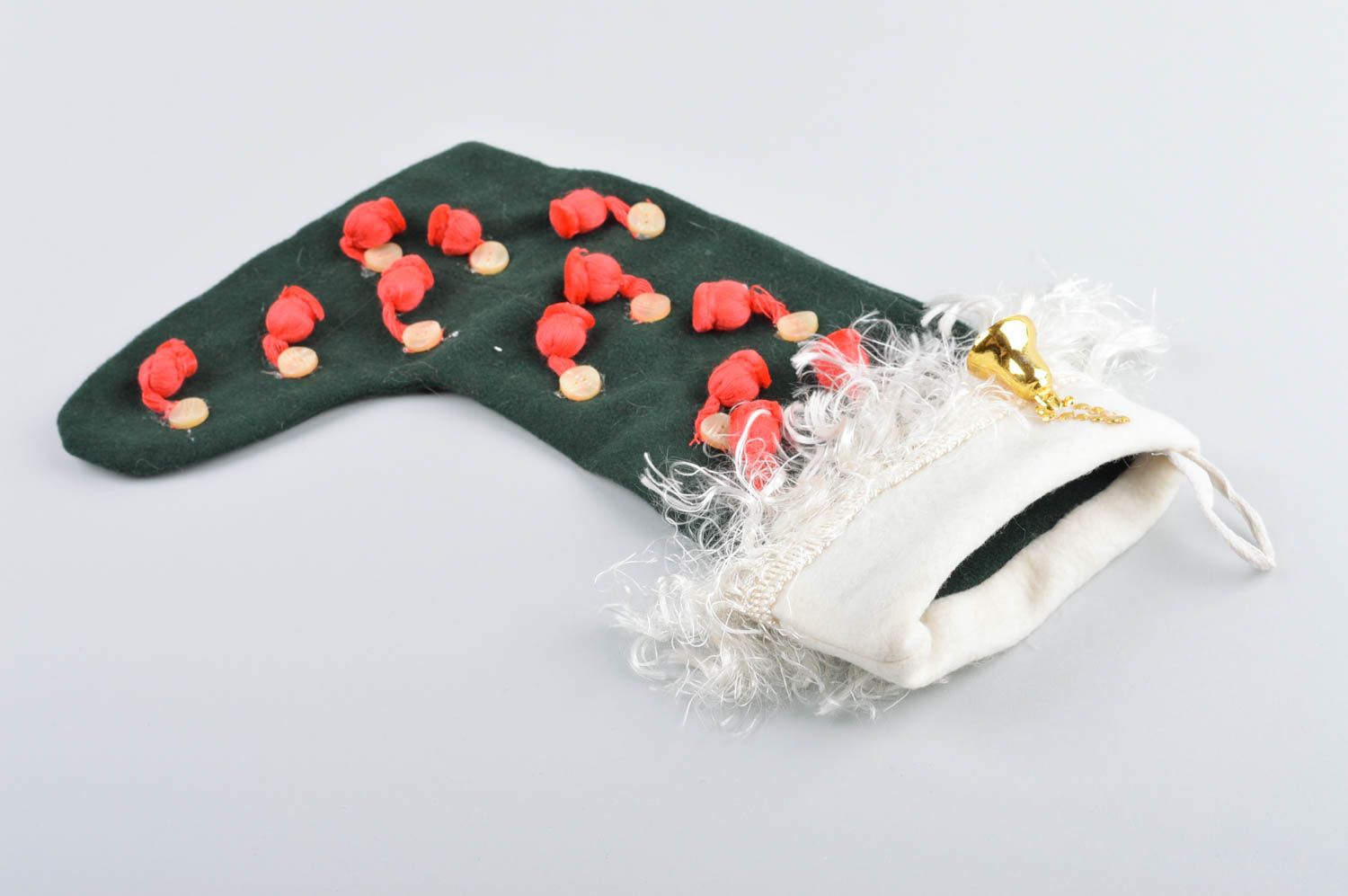 Новогодняя игрушка хэнд мэйд новогодний носок для конфеток игрушка на Рождество фото 5