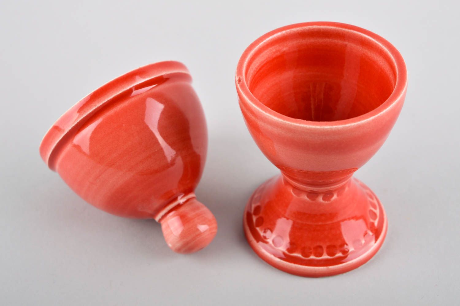 Ceramic glazed red wine goblet in the shape of an Easter egg photo 4
