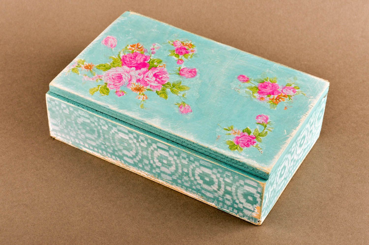 Beautiful handmade wooden box design floral jewelry box best gifts for her photo 1