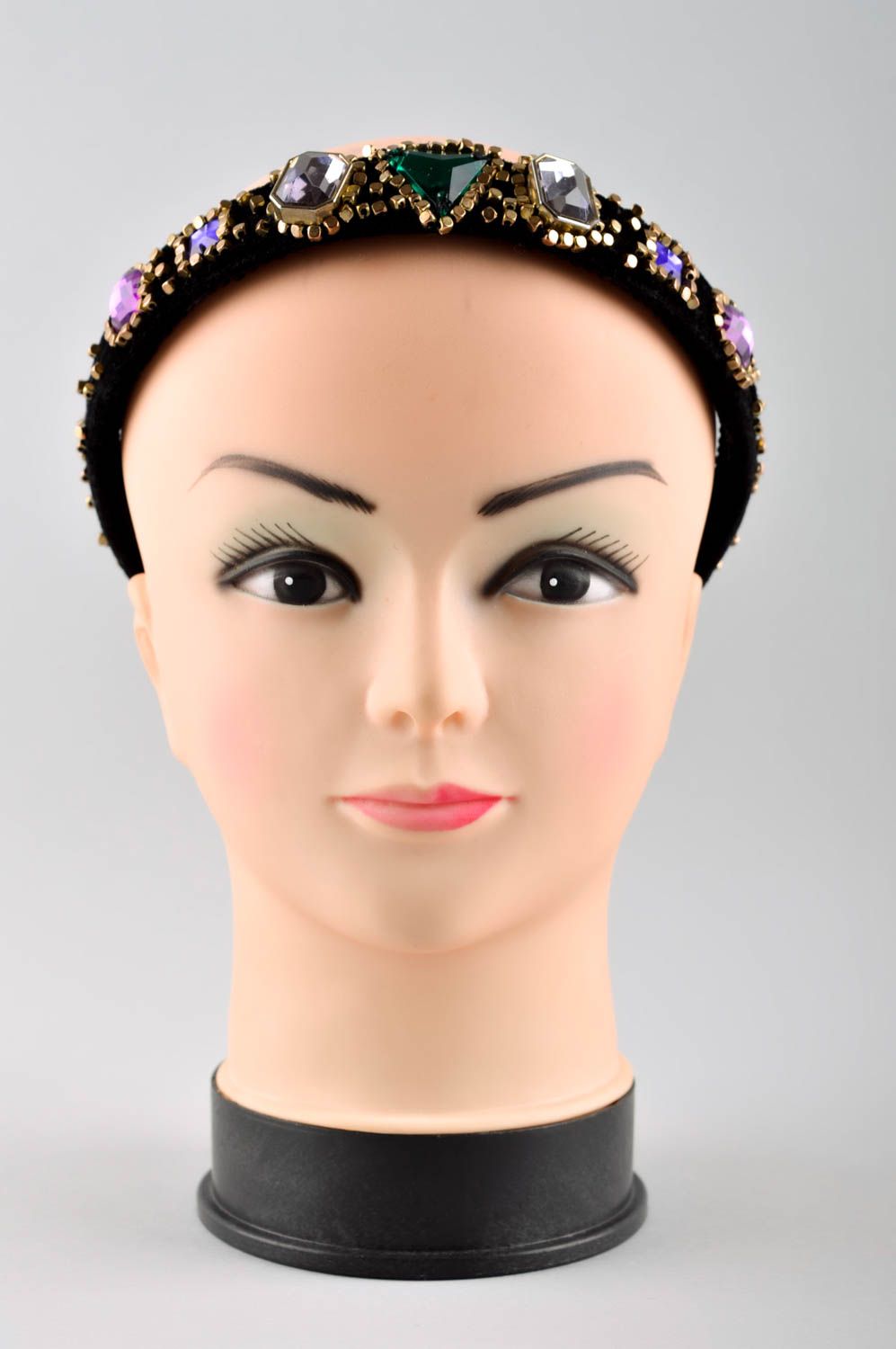 Обруч на голову ручной работы аксессуар для волос женский аксессуар с бисером фото 2