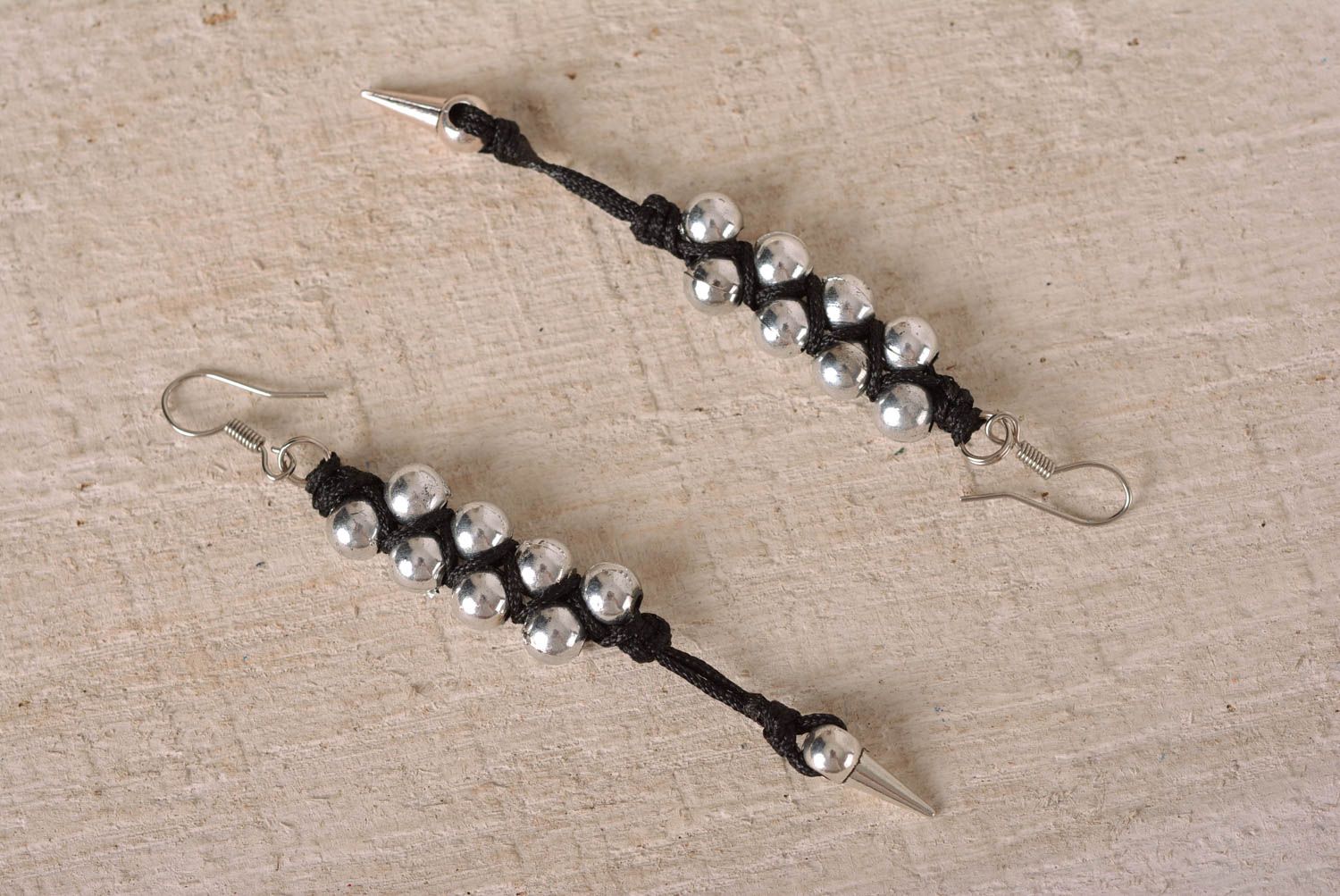 Woven earrings macrame earrings handmade earrings with beads macrame jewelry photo 5