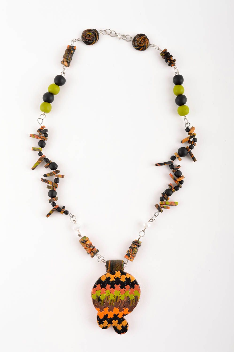 Handmade plastic necklace unusual colorful necklace designer cute jewelry photo 2